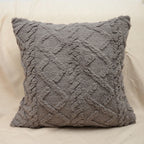 Throw Pillow Cover Plush Sherpa Geometric Tufting Hidden Zipper