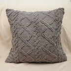 Throw Pillow Cover Plush Sherpa Geometric Tufting Hidden Zipper