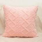 Throw Pillow Cover Plush Sherpa Geometric Tufting Hidden Zipper