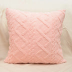 Throw Pillow Cover Plush Sherpa Geometric Tufting Hidden Zipper