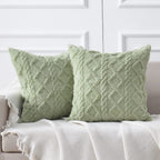 Throw Pillow Cover Plush Sherpa Geometric Tufting Hidden Zipper