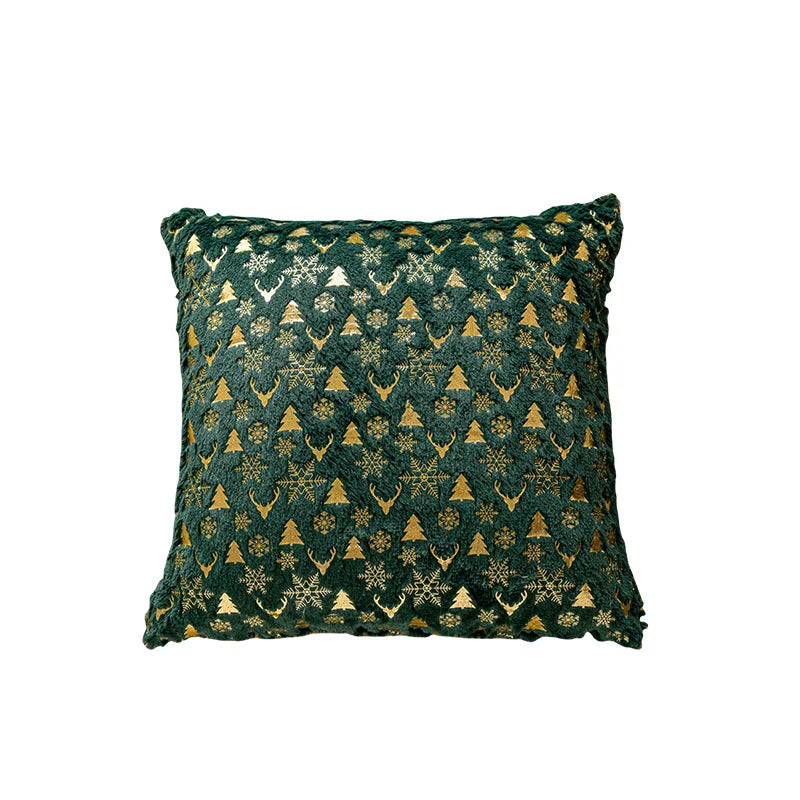 Throw Pillow Cover Plush Velvet Gold Foil Hidden Zipper