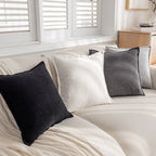 Throw Pillow Cover Ribbed Corduroy Hidden Zipper Machine Washable