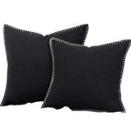 Throw Pillow Cover Textured Linen-Blend Contrast Whipstitch