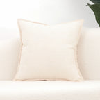 Throw Pillow Cover Textured Linen-Blend Contrast Whipstitch