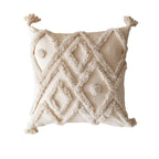 Throw Pillow Cover Textured Moroccan Diamond Cotton Blend & Tassels