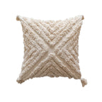 Throw Pillow Cover Textured Moroccan Diamond Cotton Blend & Tassels