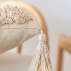 Throw Pillow Cover Textured Moroccan Diamond Cotton Blend & Tassels
