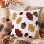 Throw Pillow Cover Tufted Chenille Leaf Woven Canvas