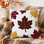 Throw Pillow Cover Tufted Chenille Leaf Woven Canvas