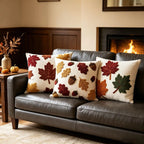 Throw Pillow Cover Tufted Chenille Leaf Woven Canvas