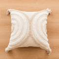 Throw Pillow Cover Tufted Concentric Circles Corner Tassels