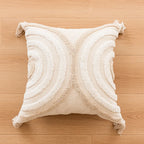 Throw Pillow Cover Tufted Concentric Circles Corner Tassels