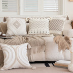 Throw Pillow Cover Tufted Concentric Circles Corner Tassels