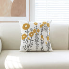 Throw Pillow Cover Tufted Floral Embroidery Cotton-Blend Hidden Zipper