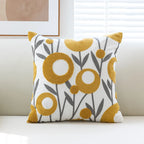 Throw Pillow Cover Tufted Floral Embroidery Cotton-Blend Hidden Zipper