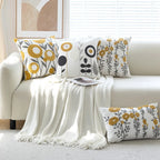Throw Pillow Cover Tufted Floral Embroidery Cotton-Blend Hidden Zipper
