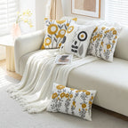 Throw Pillow Cover Tufted Floral Embroidery Cotton-Blend Hidden Zipper