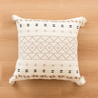 Throw Pillow Cover Tufted Geometric Cotton Tassels Hidden Zipper