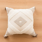 Throw Pillow Cover Tufted Geometric Cotton Tassels Hidden Zipper