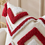 Throw Pillow Cover Tufted Geometric Tassels & Hidden Zipper