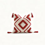 Throw Pillow Cover Tufted Geometric Tassels & Hidden Zipper