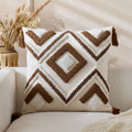 Throw Pillow Cover Tufted Geometric Tassels & Hidden Zipper
