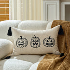 Throw Pillow Cover Tufted Ghost Bouclé Appliqué Cotton-Linen