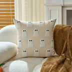 Throw Pillow Cover Tufted Ghost Bouclé Appliqué Cotton-Linen