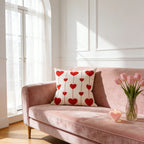 Throw Pillow Cover Tufted Heart Cotton-Linen Hidden Zipper