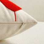 Throw Pillow Cover Tufted Heart Cotton-Linen Hidden Zipper