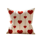 Throw Pillow Cover Tufted Heart Cotton-Linen Hidden Zipper