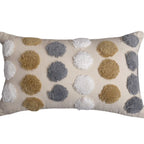Throw Pillow Cover Tufted Pom-Pom Cotton-Linen Concealed Zipper