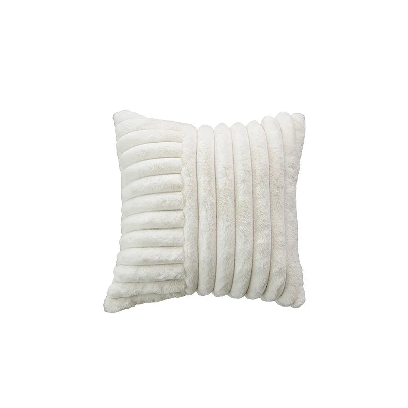 Throw Pillow Cover Tufted Shaggy Lattice Linen-Look Hidden Zipper