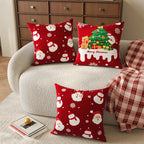 Throw Pillow Cover Velvet Holiday Print Machine Washable