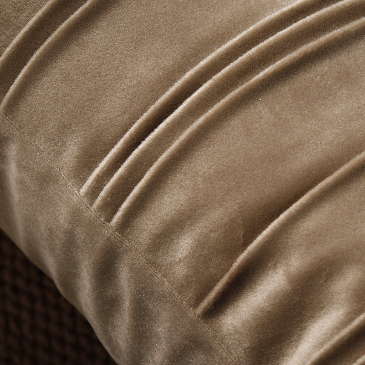 Throw Pillow Cover Velvet Vertical Pintuck Hidden Zipper