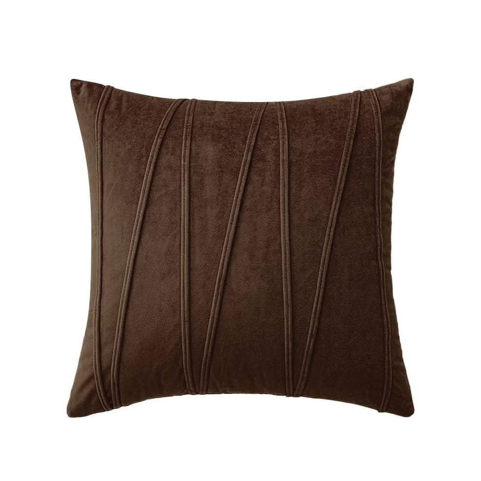 Throw Pillow Cover Velvet Vertical Pintuck Hidden Zipper