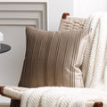 Throw Pillow Cover Velvet Vertical Pintuck Hidden Zipper