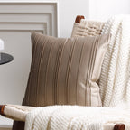 Throw Pillow Cover Velvet Vertical Pintuck Hidden Zipper