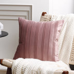 Throw Pillow Cover Velvet Vertical Pintuck Hidden Zipper