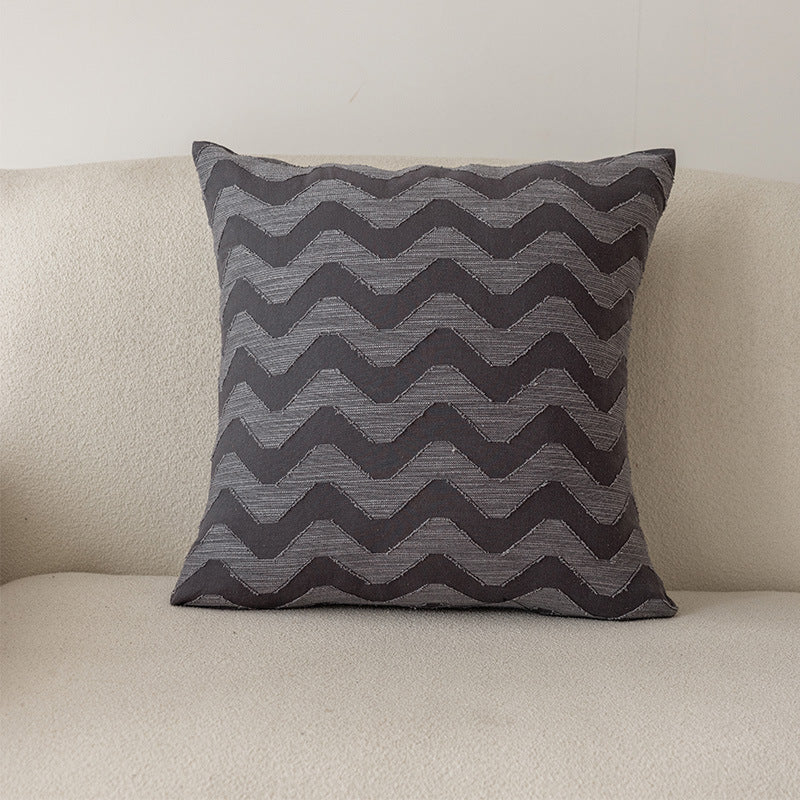 Throw Pillow Cover Woven Chevron Hidden Zipper Machine Washable