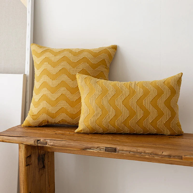 Throw Pillow Cover Woven Chevron Hidden Zipper Machine Washable