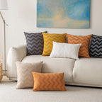 Throw Pillow Cover Woven Chevron Hidden Zipper Machine Washable