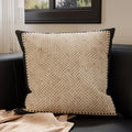 Throw Pillow Cover Woven Chevron Piped Edge Hidden Zipper