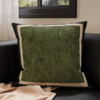 Throw Pillow Cover Woven Chevron Piped Edge Hidden Zipper