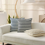 Throw Pillow Cover Woven Ribbed Stripe Cotton Blend