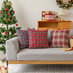 Throw Pillow Embroidered Snowflake Plaid Removable Cover & Plush Insert