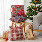 Throw Pillow Embroidered Snowflake Plaid Removable Cover & Plush Insert