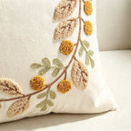 Throw Pillow Embroidered Wreath & Pom Accents Removable Cover