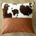 Throw Pillow Faux Cowhide & Vegan Leather 17.7 Inch